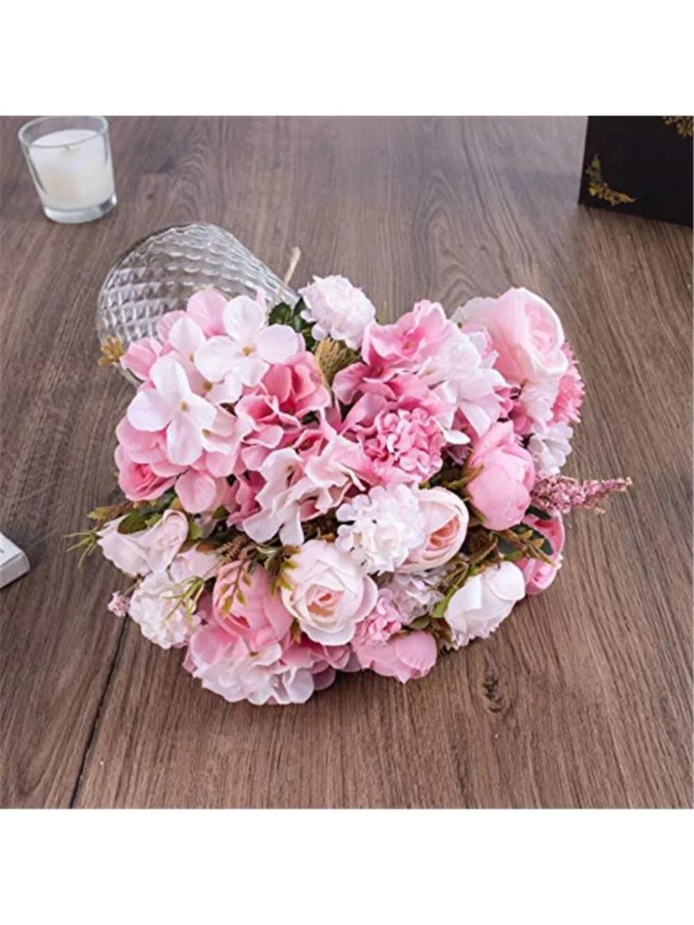 LED Rose Flower Arrangement Glass Vase Lighted Floral Centerpiece Home Decor